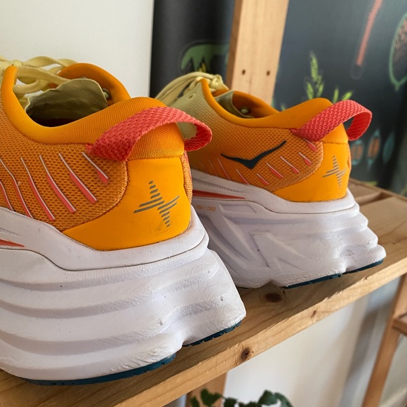 Hoka One One Bondi X Yellow Orange Athletic Running Sneakers Shoes - Picture 8 of 13